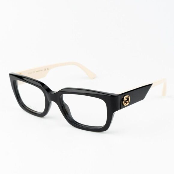 NEW Gucci GG1666O 005 Black Ivory Women Square Eyeglasses GG 1666O - Picture 1 of 12